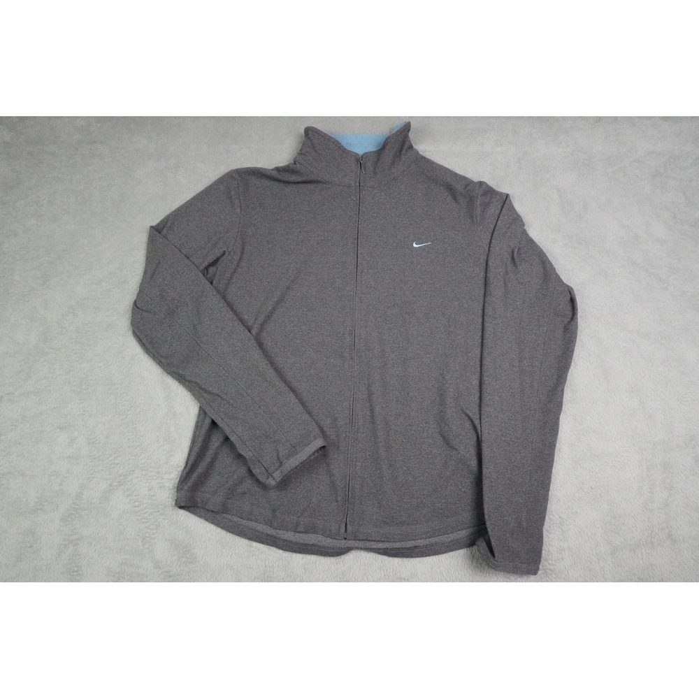 Nike Womens Full Zip Mock Neck Athletic Jacket Gray Heather Small Made in USA